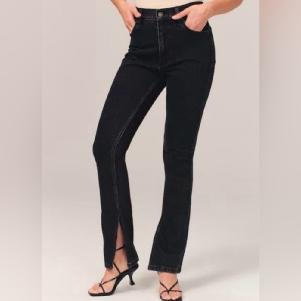 Abercrombie & Fitch Washed Black The Skinny High Rise Jeans with Slits - Size 31
